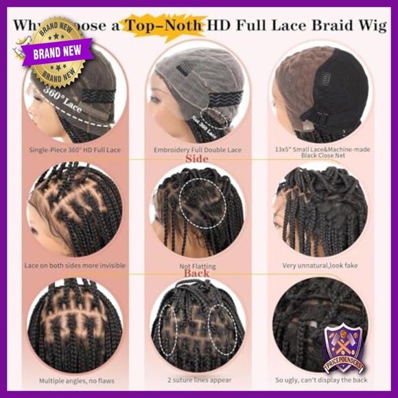 36 Inch Synthetic Full Lace Knotless Box Braid Wig for Daily Wear main image 4